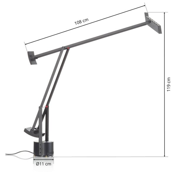 Artemide Lampa stołowa Tizio, możliwość ściemniania, czarny, biuro, tworzywo sztuczne, design