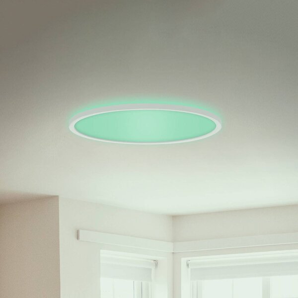 Briloner Lampa sufitowa LED Slim, możliwość ściemniania, biały / opal, salon / jadalnia, tworzywo sztuczne, nowoczesny