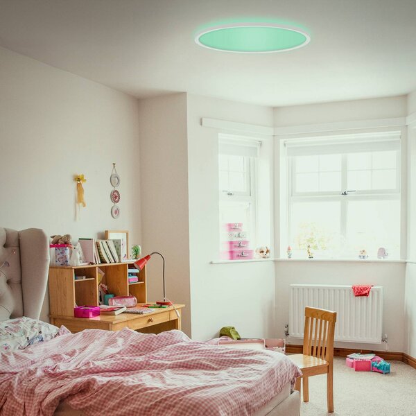 Briloner Lampa sufitowa LED Slim, możliwość ściemniania, biały / opal, salon / jadalnia, tworzywo sztuczne, nowoczesny