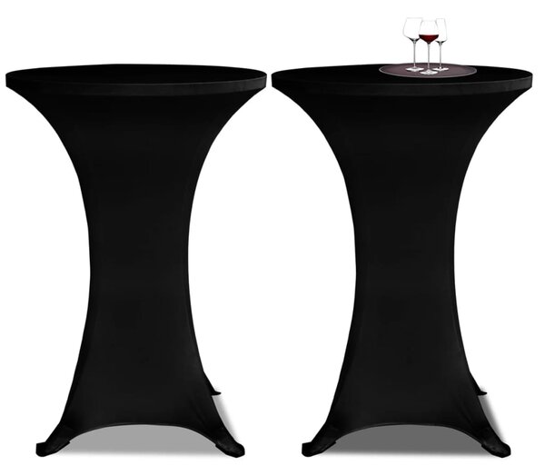 Obrus na stół barowy, Ø 80 cm, czarny, elastyczny, 2 szt