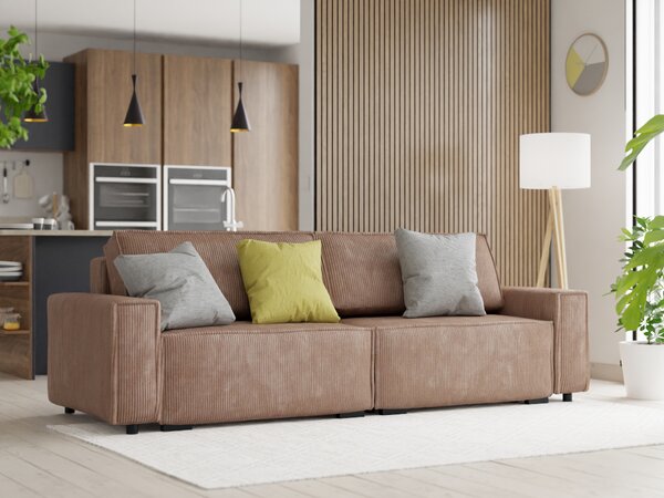 Trzyosobowa sofa rozkładana SMART brązowa