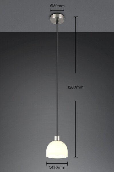 Lampa wisząca w biało-srebrnym kolorze ze szklanym kloszem ø 12 cm Molly – Reality