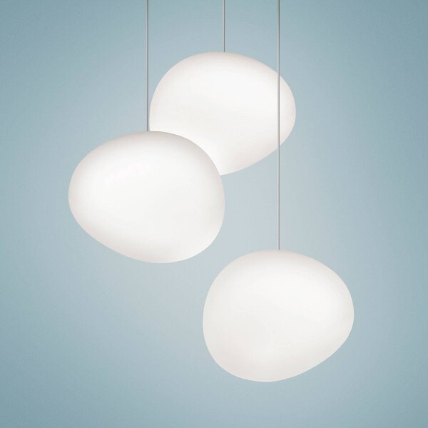 Foscarini Lampa wisząca designerska Gregg media, możliwość ściemniania, biały / opal, salon / jadalnia, szkło, design