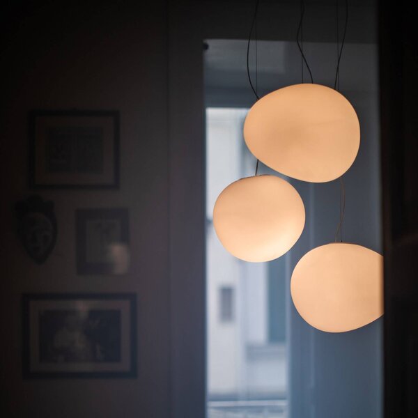 Foscarini Lampa wisząca designerska Gregg media, możliwość ściemniania, biały / opal, salon / jadalnia, szkło, design