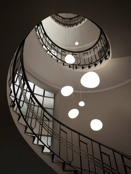 Foscarini Lampa wisząca designerska Gregg media, możliwość ściemniania, biały / opal, salon / jadalnia, szkło, design