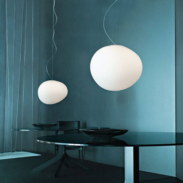 Foscarini Lampa wisząca designerska Gregg media, możliwość ściemniania, biały / opal, salon / jadalnia, szkło, design