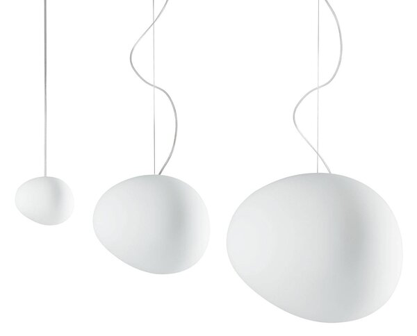 Foscarini Lampa wisząca designerska Gregg media, możliwość ściemniania, biały / opal, salon / jadalnia, szkło, design