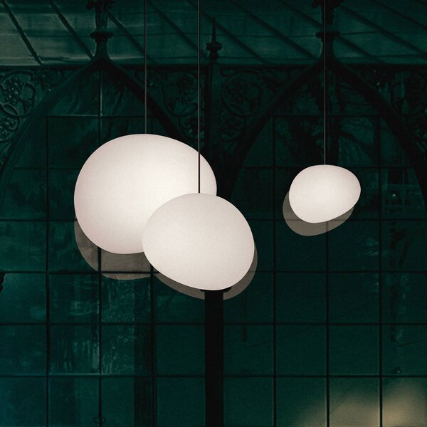 Foscarini Lampa wisząca designerska Gregg media, możliwość ściemniania, biały / opal, salon / jadalnia, szkło, design