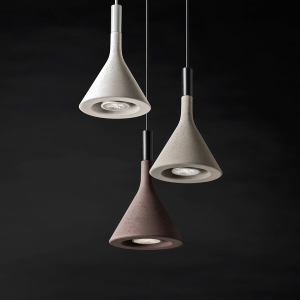 Foscarini Lampa wisząca Aplomb Mini, możliwość ściemniania, brązowy / rdzawy, kuchnia, beton, design