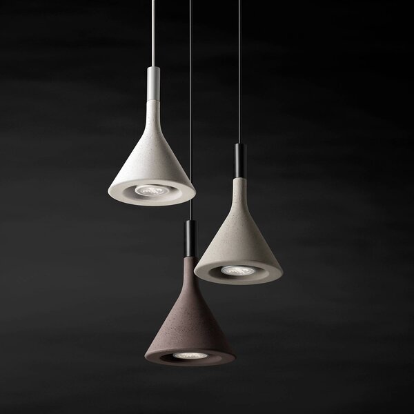 Foscarini Lampa wisząca Aplomb Mini, możliwość ściemniania, brązowy / rdzawy, kuchnia, beton, design