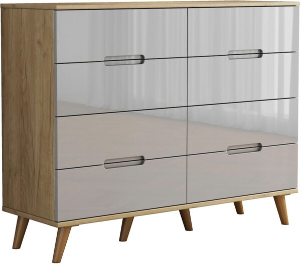 Komoda 120 cm szaro naturalna z czterema szufladami