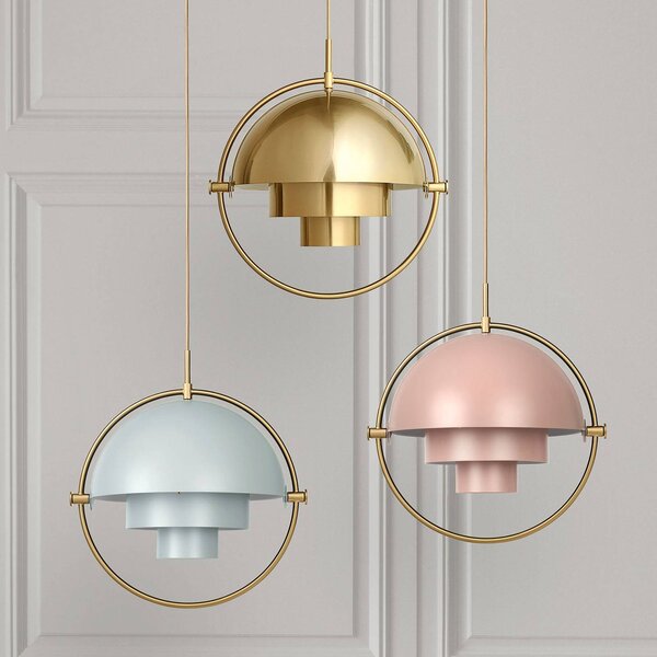 GUBI Lampa wisząca designerska Multi-Lite, możliwość ściemniania, mosiężny / złoty, salon / jadalnia, metal, design
