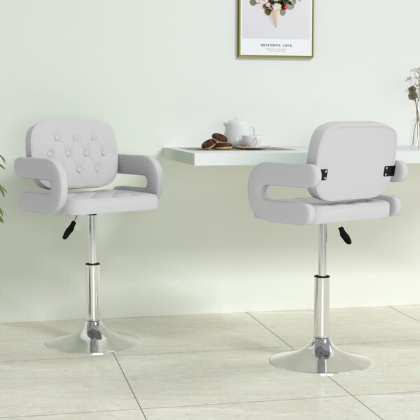 Obrotowe krzesła stołowe, 2 szt., białe, obite sztuczną skórą