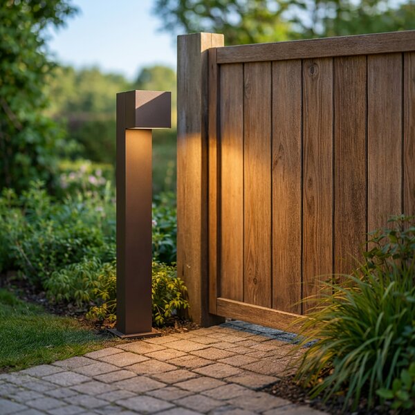 Lampa zewnętrzna rdzawobrązowa 65 cm z LED IP64 ze światłem przyciemnionym i solarnym - Charlene