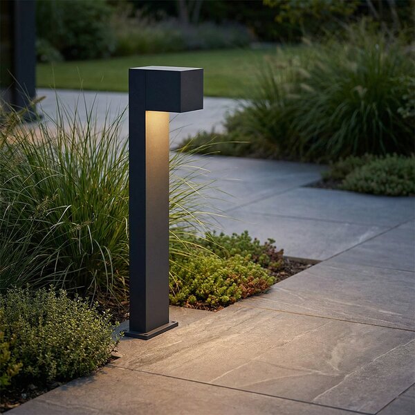 Lampa zewnętrzna czarna 65 cm z LED IP64 ze światłem ściemnianym i solarnym - Charlene