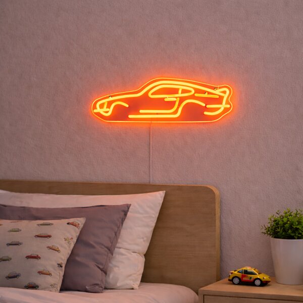 Neonowa lampa ścienna pomarańczowa z LED - Samochód