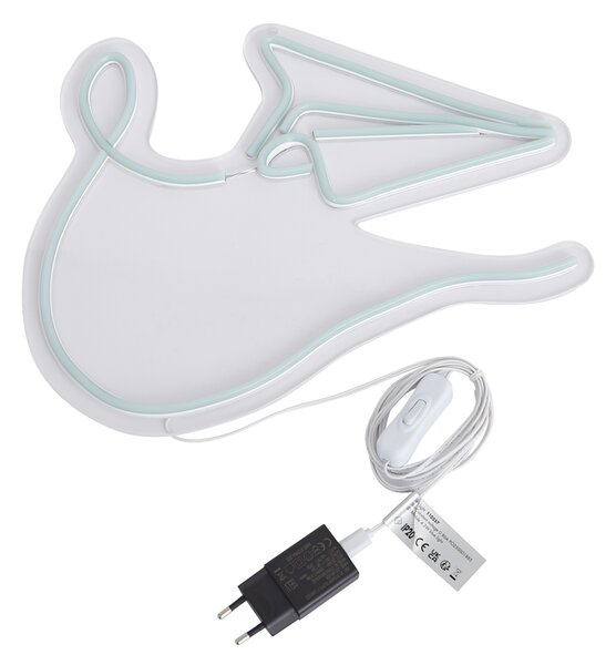 Neonowa lampa ścienna niebieska z diodą LED - Paperplane
