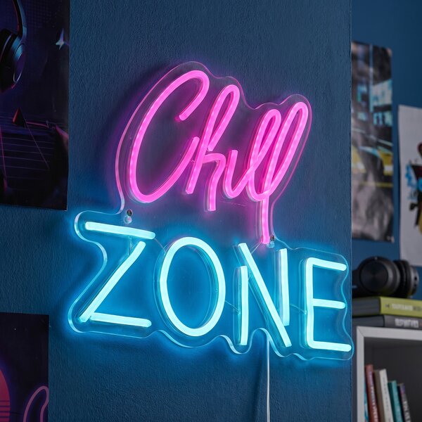 Neonowa lampa ścienna różowo-niebieska z LED - Chill Zone
