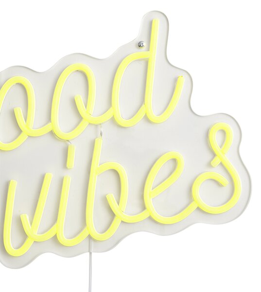 Neonowa lampa ścienna żółta z LED - Good Vibes