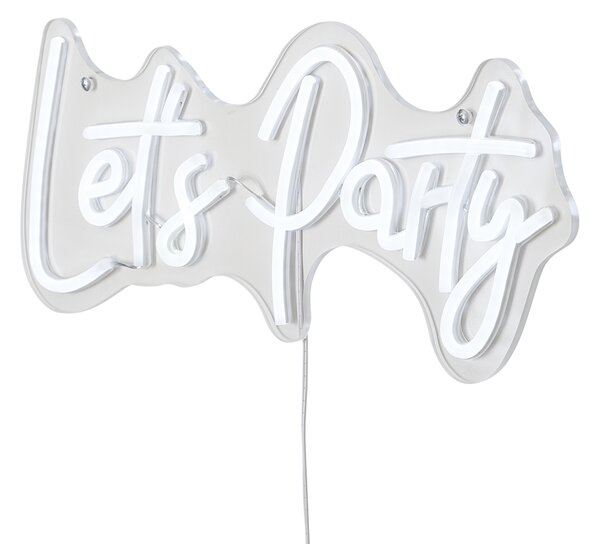 Neonowa lampa ścienna biała z LED - Let's Party