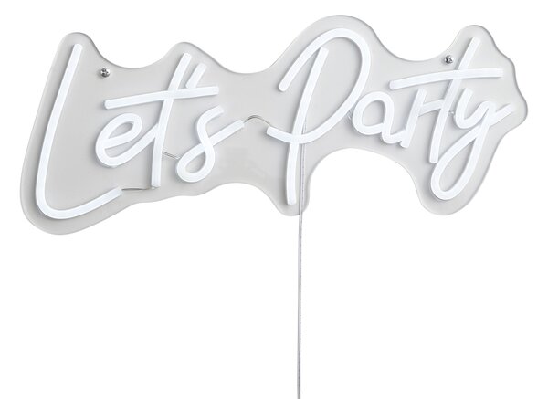 Neonowa lampa ścienna biała z LED - Let's Party