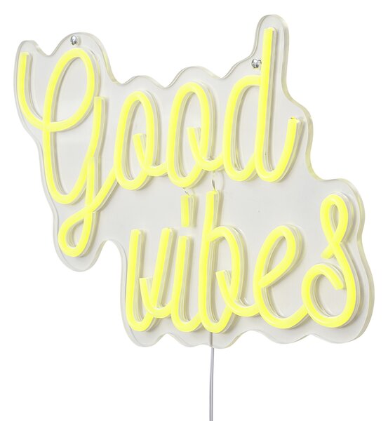 Neonowa lampa ścienna żółta z LED - Good Vibes