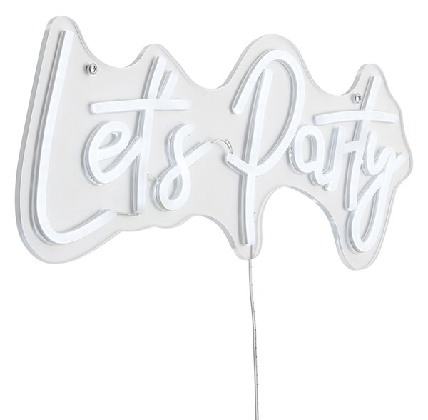 Neonowa lampa ścienna biała z LED - Let's Party