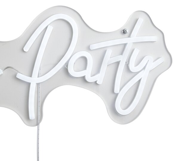 Neonowa lampa ścienna biała z LED - Let's Party