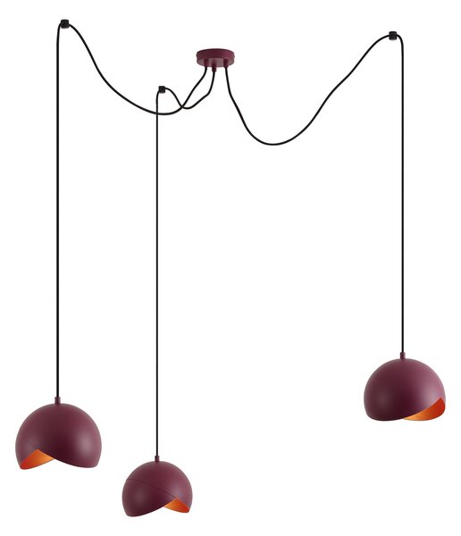 Designerska czerwona lampa wisząca z opalowym szkłem 3-punktowa - Tulip