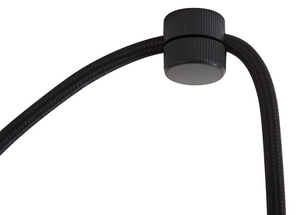 Designerska lampa wisząca czarna z kloszem z nadrukiem drewna i opalowym szkłem 3-punktowa - Tulip