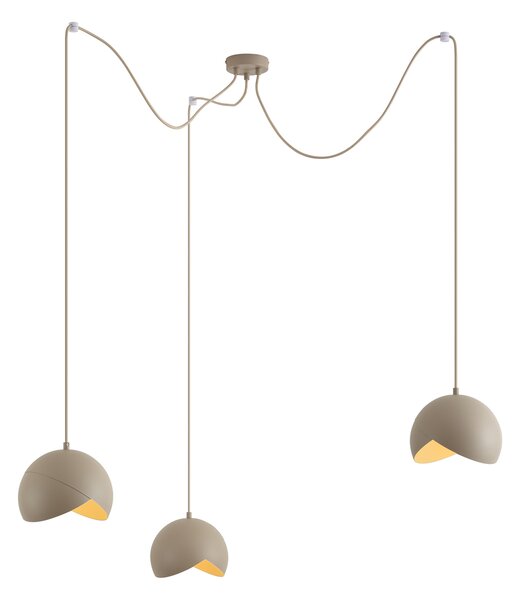 Designerska lampa wisząca beżowa z opalowym szkłem 3-punktowa - Tulip