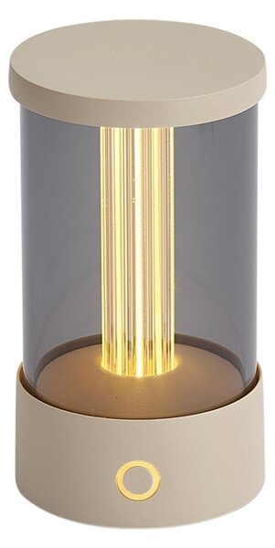 Zewnętrzna lampa stołowa beżowa ładowalna ze stacją ładującą IP65 - Grill