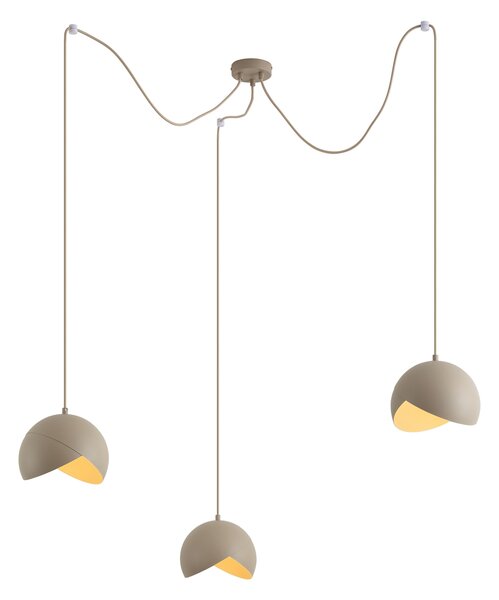 Designerska lampa wisząca beżowa z opalowym szkłem 3-punktowa - Tulip