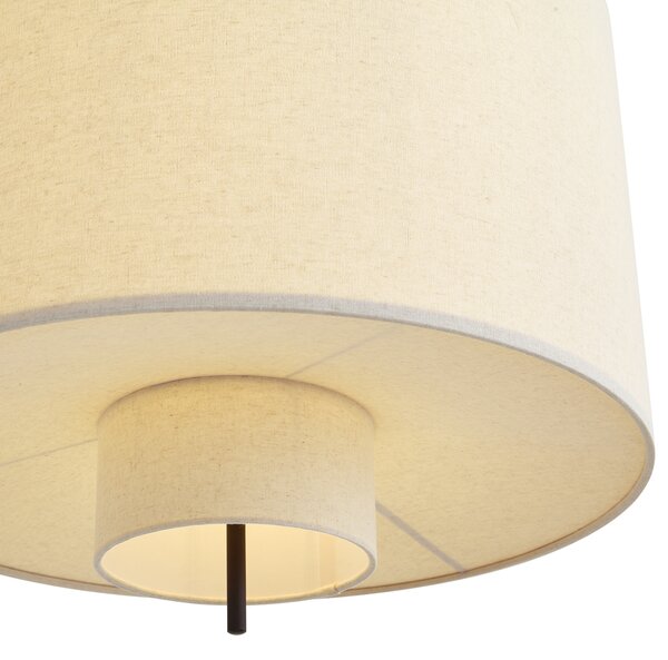 Lampa wisząca Japandi czarna z białym lnianym kloszem 50cm - Rieu