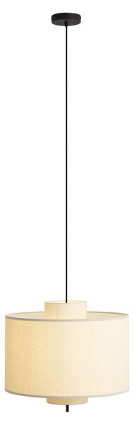 Lampa wisząca Japandi czarna z białym lnianym kloszem 50cm - Rieu