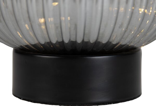 Lampa stołowa Art Deco czarna z przydymionym szkłem ze sznurem świetlnym E27 - Karel