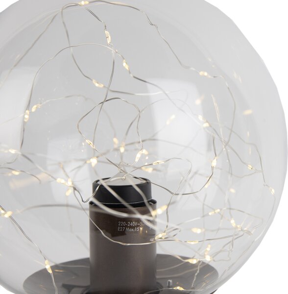 Lampa stołowa w stylu Hotel Chic, ciemny brąz z przezroczystym szkłem, z przewodem E27 - Pallon Trend