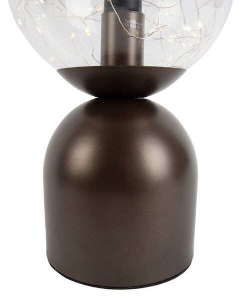 Lampa stołowa w stylu Hotel Chic, ciemny brąz z przezroczystym szkłem, z przewodem E27 - Pallon Trend