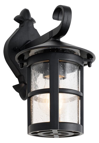 Klasyczna zewnętrzna lampa ścienna czarna IP44 - Herb