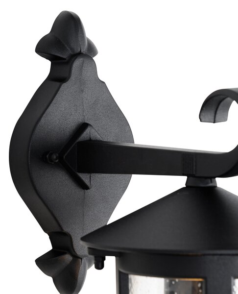 Klasyczna zewnętrzna lampa ścienna czarna IP44 - Herb