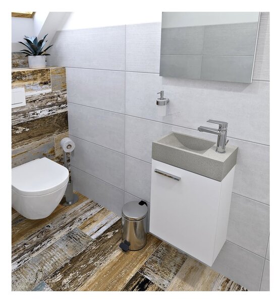 Jasnoszara betonowa umywalka 40x22 cm Crest – Sapho