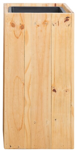 Doniczka jasne drewno sosnowe kwadratowa z wkładem 28 x 28 x 60 cm Sykia Beliani