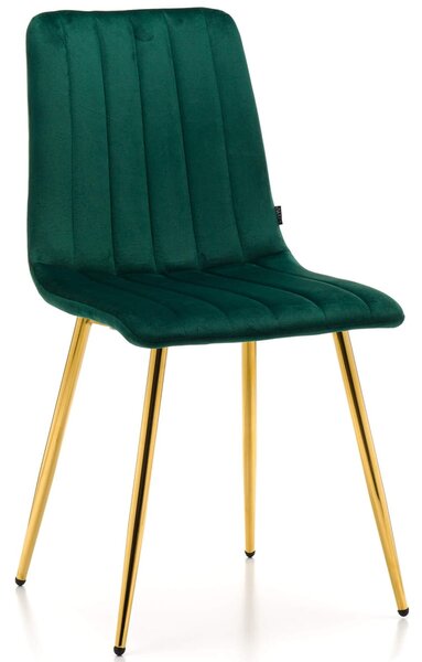 MebleMWM Krzesło tapicerowane DC-1939 złote nogi - welur zielony #56
