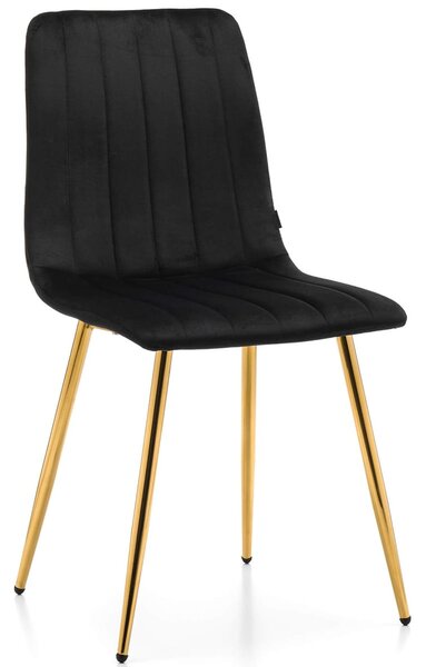 MebleMWM Krzesło tapicerowane DC-1939 złote nogi - welur czarny #66