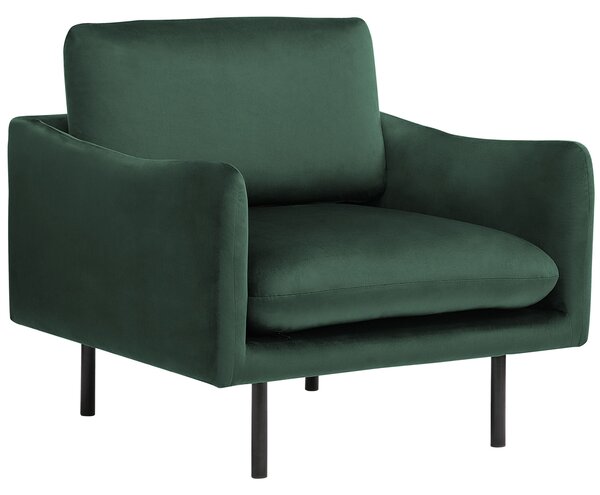 Fotel welurowy w stylu glamour czarne nóżki zielony Vinterbro Beliani