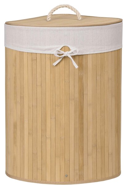Bambusowy narożny kosz na pranie w kolorze naturalnym - Vexo