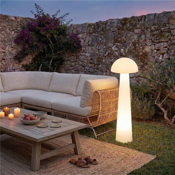 Stojąca lampa zewnętrzna biała 80 cm z LED IP44 - Fungi