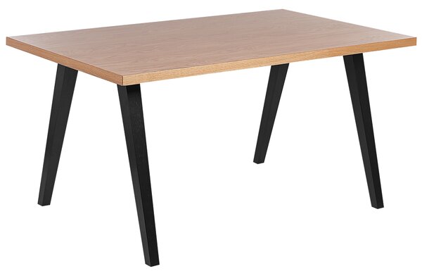 Stół o jadalni 150x90 cm drewniane nogi blat fornir jasne drewna/czarny Lenister Beliani