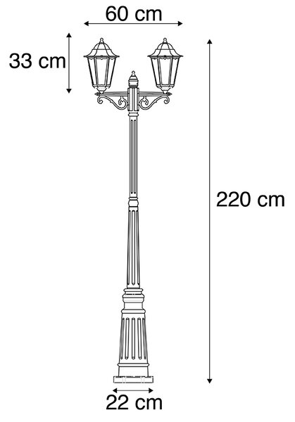 Zewnetrzna Latarnia zewnętrzna czarna 220 cm 2-punktowa IP44 - Hawana Oswietlenie zewnetrzne