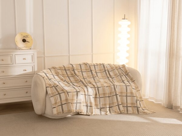 Mikropluszowy koc PLAID, kremowy Rozmiar: 150 x 200 cm